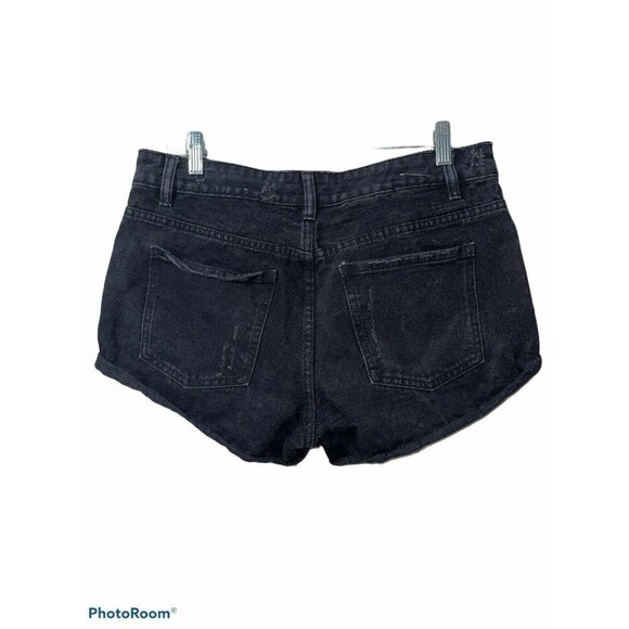 COTTON On 91 Mid Saturday Denim Shorts Distressed Size 8 EUC Black G - Picture 3 of 7